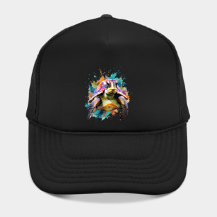 Sea Turtle Surrounded by Splashes of Watercolor Hat