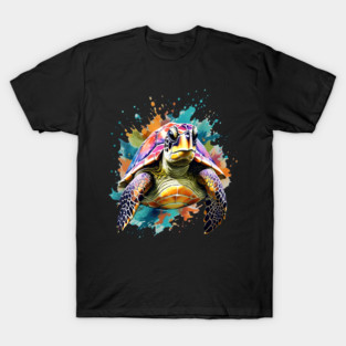 Sea Turtle Surrounded by Splashes of Watercolor T-Shirt