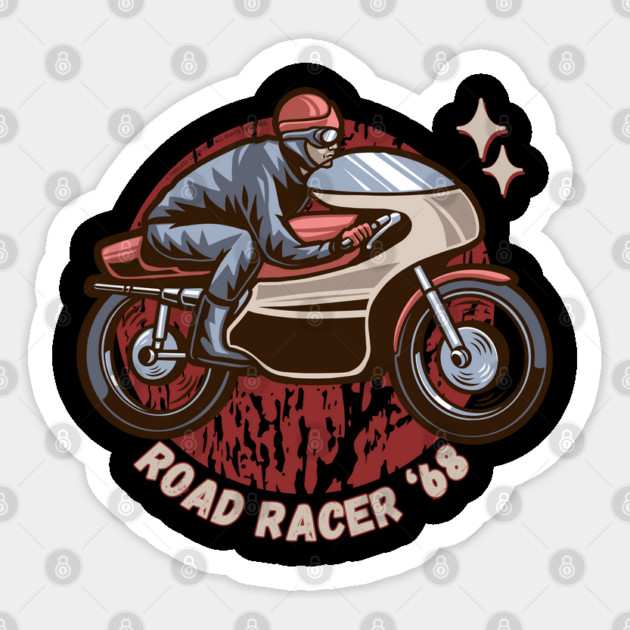 Road Racer '68 Cafe Racer Retro Motorcycle Sticker by Timeless Chaos