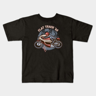Flat Track '65 Cafe Racer Retro Motorcycle Kids T-Shirt