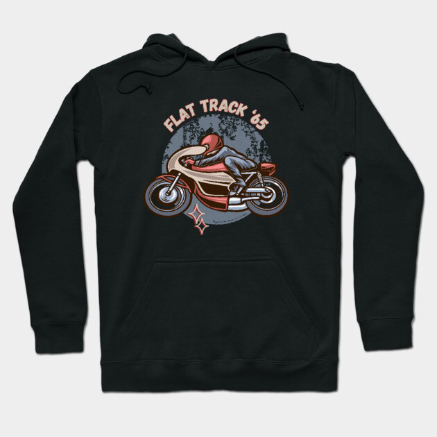 Flat Track '65 Cafe Racer Retro Motorcycle Hoodie by Timeless Chaos