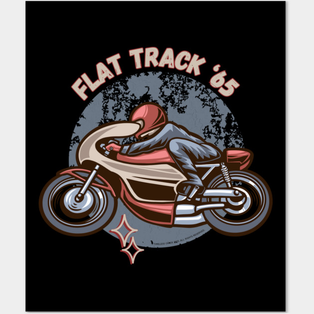 Flat Track '65 Cafe Racer Retro Motorcycle Wall Art by Timeless Chaos