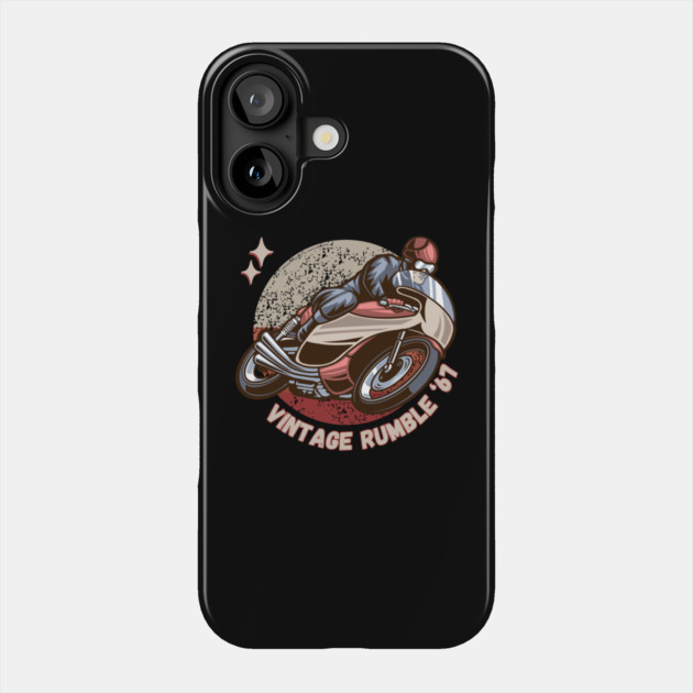 Vintage Rumble '67 Cafe Racer Retro Motorcycle Phone Case by Timeless Chaos