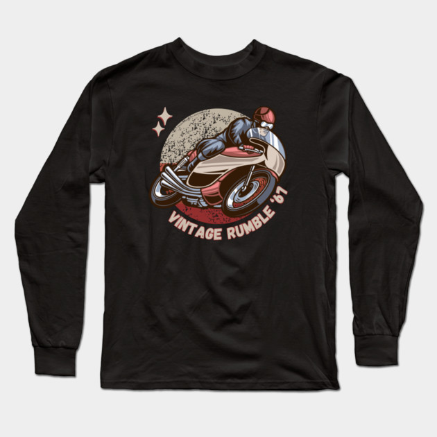 Vintage Rumble '67 Cafe Racer Retro Motorcycle Long Sleeve T-Shirt by Timeless Chaos