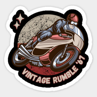 Vintage Rumble '67 Cafe Racer Retro Motorcycle Sticker