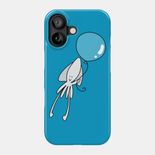 White Squid Blue Balloon Phone Case