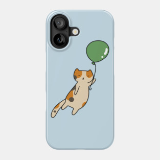 Green Balloon Calico Cat Phone Case
