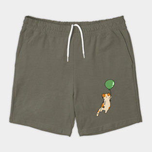 Green Balloon Calico Cat Shorts
