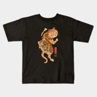 Tiger Cat Irezumi Kids T-Shirt