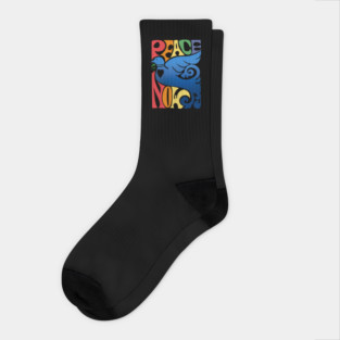 Peace Now Dove And Vintage Rainbow Hippie Design Socks