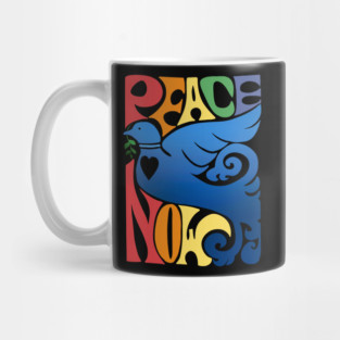 Peace Now Dove And Vintage Rainbow Hippie Design Mug