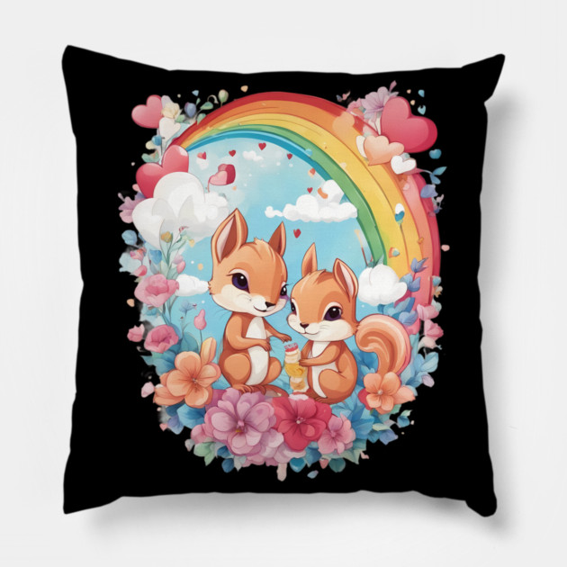 Rainbow Color Squirrel Pillow by animegirlnft