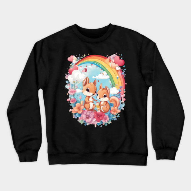 Rainbow Color Squirrel Crewneck Sweatshirt by animegirlnft