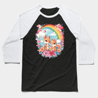 Rainbow Color Squirrel Baseball T-Shirt