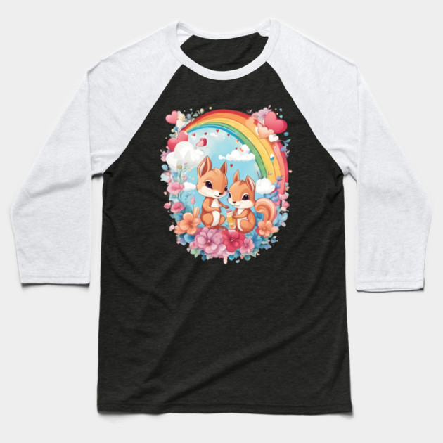 Rainbow Color Squirrel Baseball T-Shirt by animegirlnft