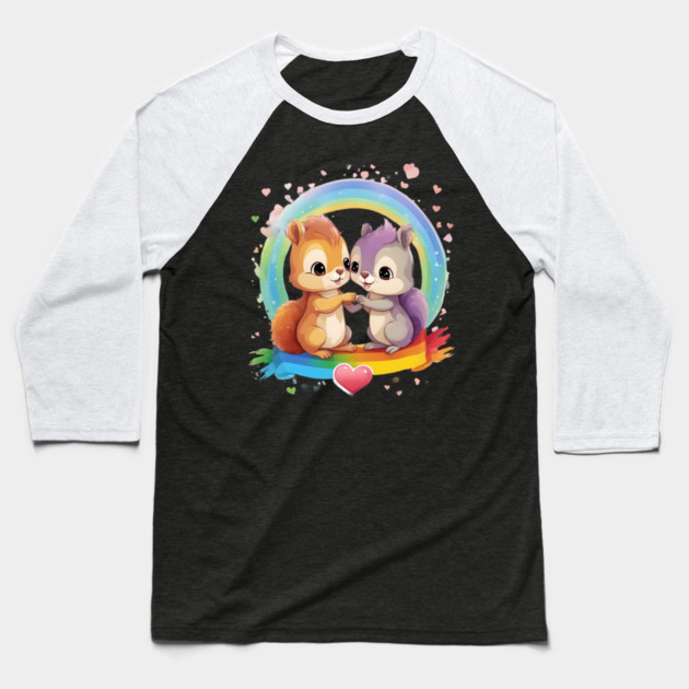Valentine Squirrel Baseball T-Shirt by animegirlnft