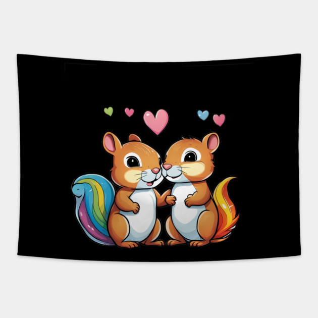 I Love you Squirrel Tapestry by animegirlnft