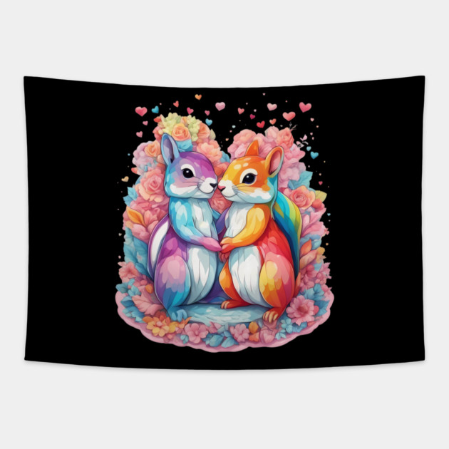 Forever in my Heart Squirrel Tapestry by animegirlnft