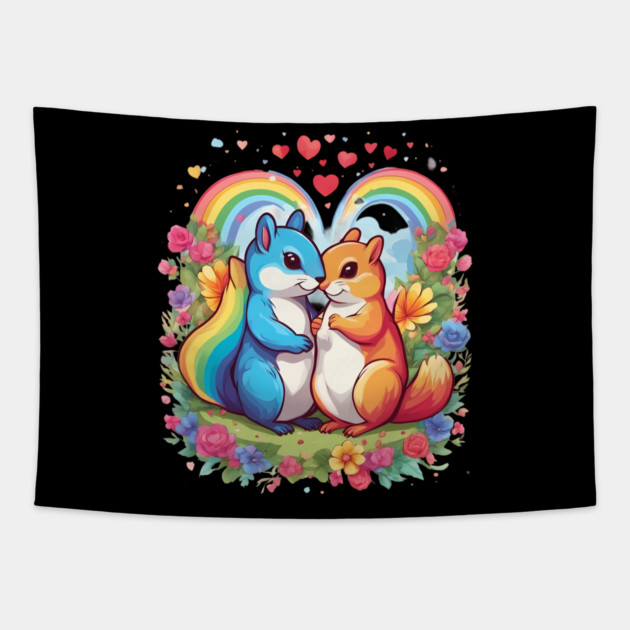 Love Squirrels Tapestry by animegirlnft