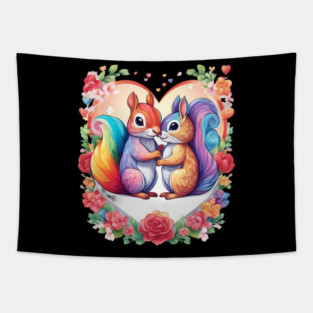 My Valentine Squirrel Tapestry