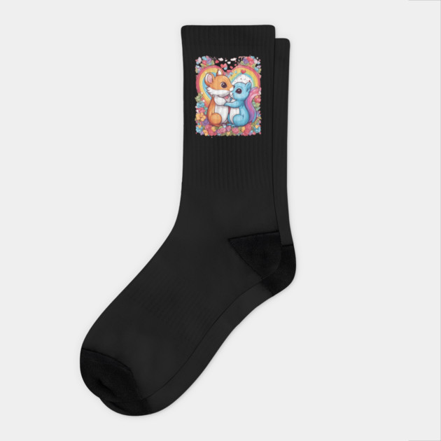 Romantic Couple Squirrel Socks by animegirlnft