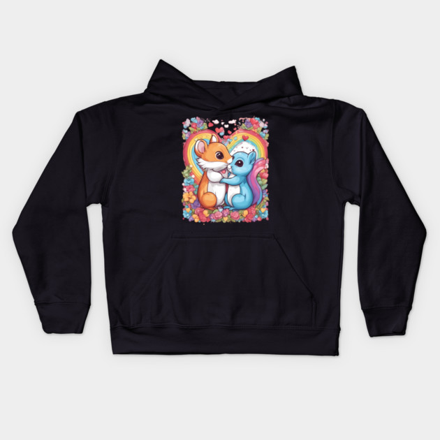 Romantic Couple Squirrel Kids Hoodie by animegirlnft