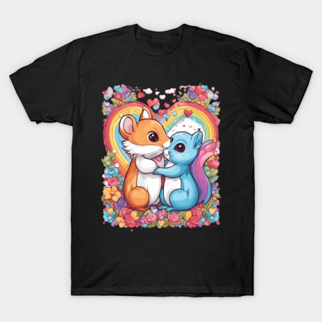 Romantic Couple Squirrel T-Shirt by animegirlnft