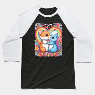Romantic Couple Squirrel Baseball T-Shirt