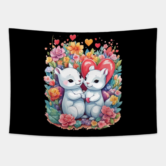 Baby Squirrel Love Tapestry by animegirlnft