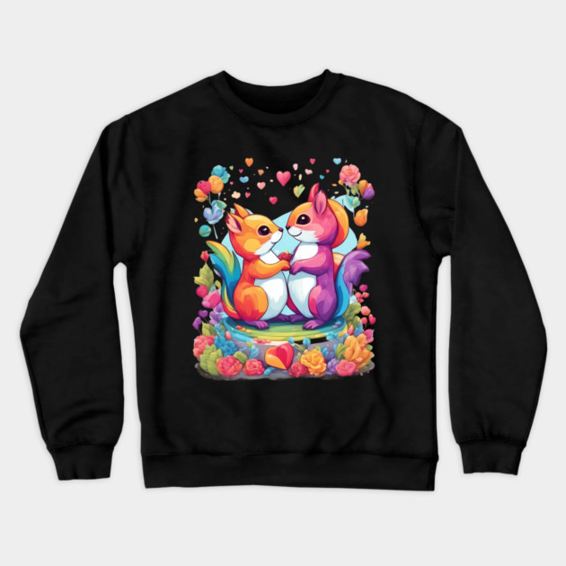 Kawaii Squirrel in Love Crewneck Sweatshirt by animegirlnft