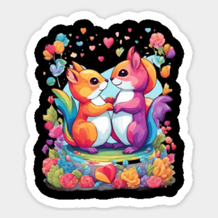Kawaii Squirrel in Love Sticker