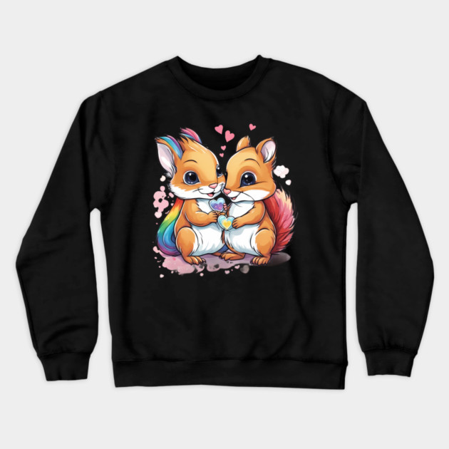 Fall in Love Squirrel Crewneck Sweatshirt by animegirlnft