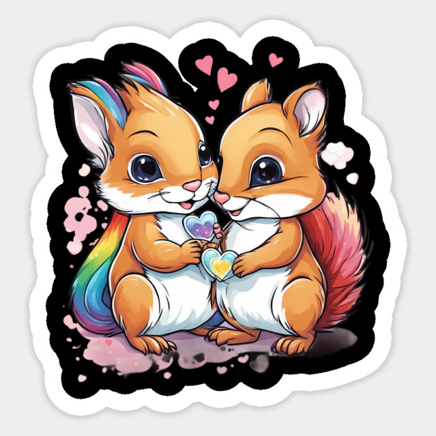 Fall in Love Squirrel Sticker by animegirlnft