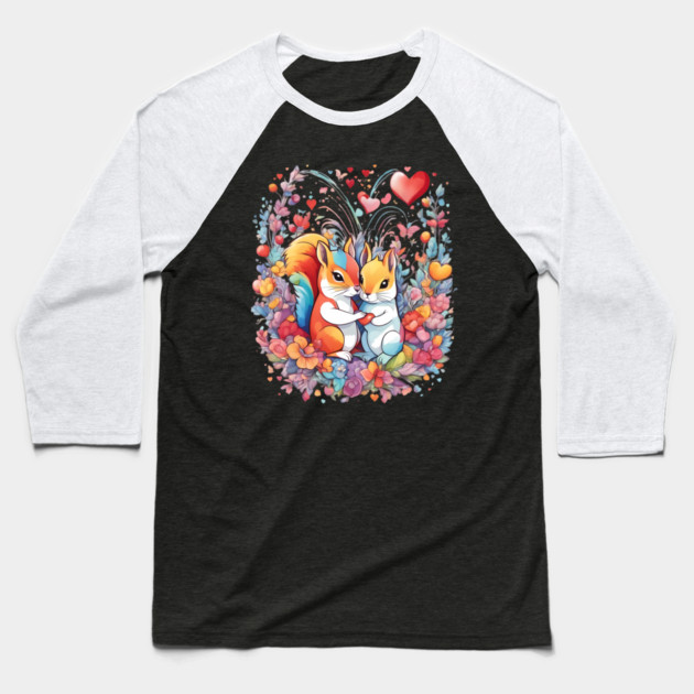 Valentine's Day Squirrel Baseball T-Shirt by animegirlnft