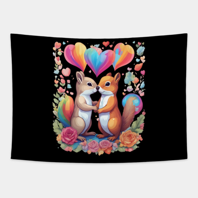Squirrel Couples Tapestry by animegirlnft