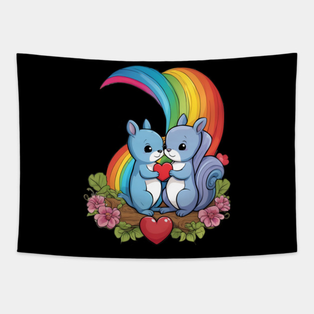 Friends for Life Squirrel Tapestry by animegirlnft