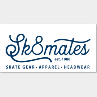 Sk8mates Vintage Logo Design Est 1986 Back Printed Design Posters and Art