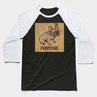 Vintaged Distressed Retro French Bulldog Baseball T-Shirt