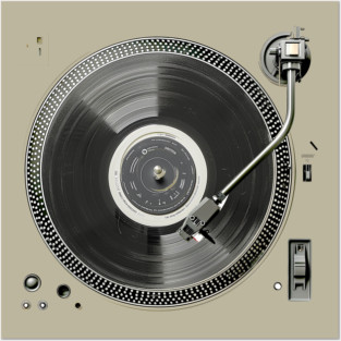 New Turntable with Record Posters and Art