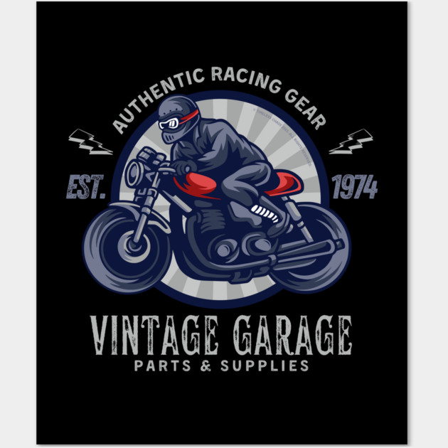 Vintage Garage Racing Gear Motorcycle Design Wall Art by Timeless Chaos