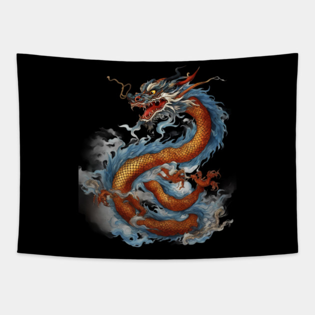 Dragon Drawing Tapestry by animegirlnft
