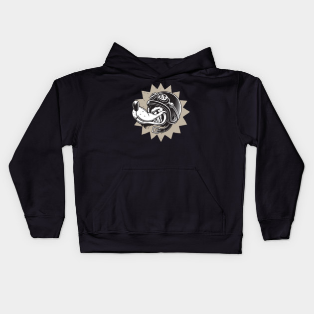 Rebel Dog Motorcycle Design Kids Hoodie by Timeless Chaos