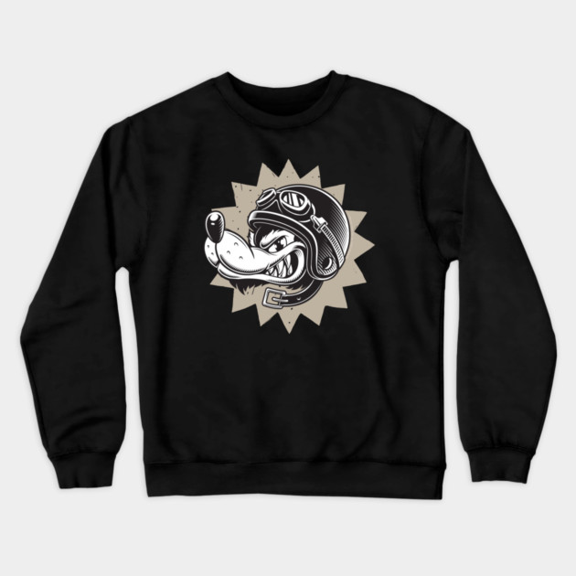 Rebel Dog Motorcycle Design Crewneck Sweatshirt by Timeless Chaos