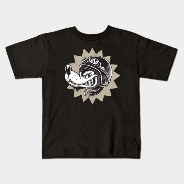 Rebel Dog Motorcycle Design Kids T-Shirt by Timeless Chaos