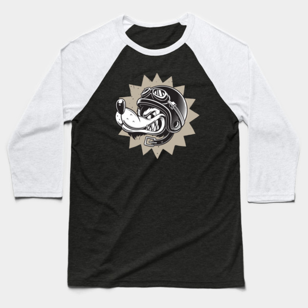 Rebel Dog Motorcycle Design Baseball T-Shirt by Timeless Chaos