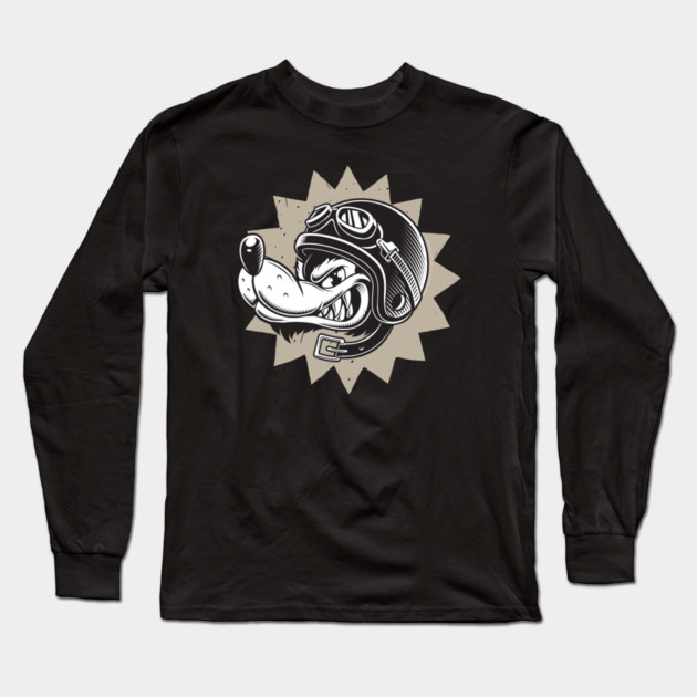 Rebel Dog Motorcycle Design Long Sleeve T-Shirt by Timeless Chaos