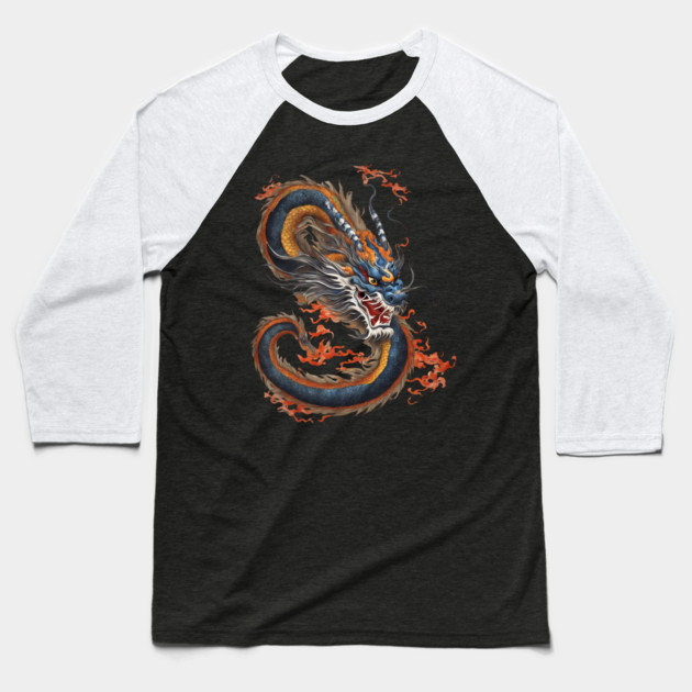Fire Breathing Dragon Baseball T-Shirt by animegirlnft