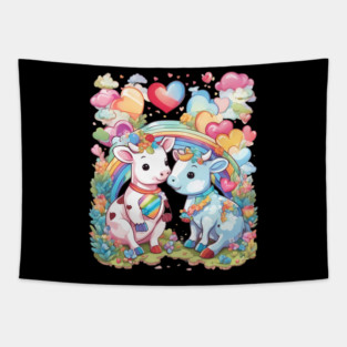 Rainbow Lover Cow Tapestry