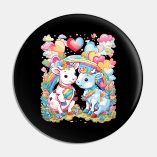 Rainbow Lover Cow Pin