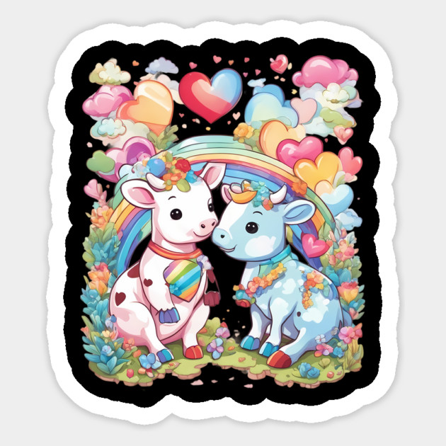 Rainbow Lover Cow Sticker by animegirlnft